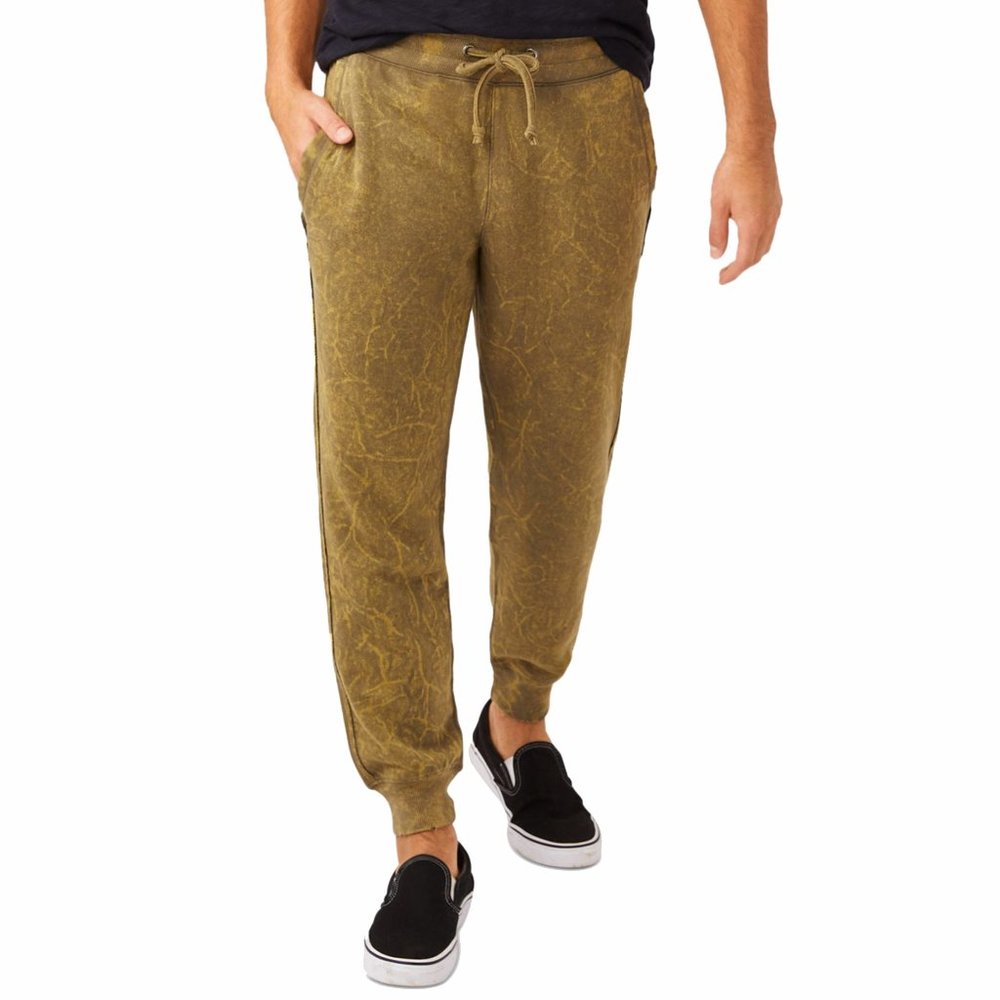 Alternative Mens Joggers Pants Moss Green Crinkle Track Elastic Waist Slim Fit M